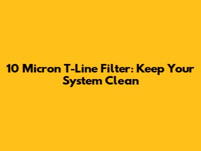 10 Micron T-Line Filter: Keep Your System Clean