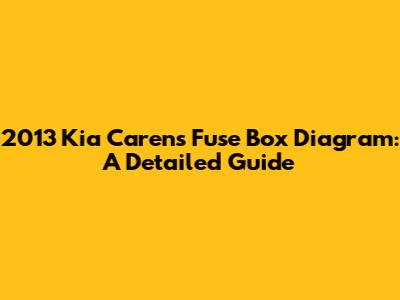 2013 Kia Carens Fuse Box Diagram: A Detailed Guide