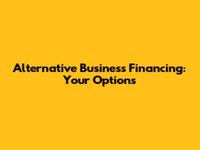 Alternative Business Financing: Your Options