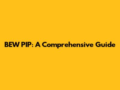 BEW PIP: A Comprehensive Guide