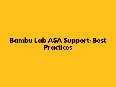 Bambu Lab ASA Support: Best Practices