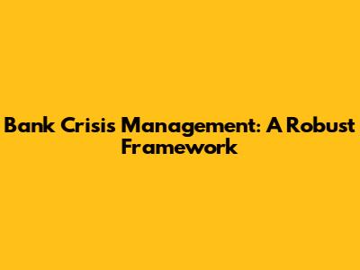 Bank Crisis Management: A Robust Framework
