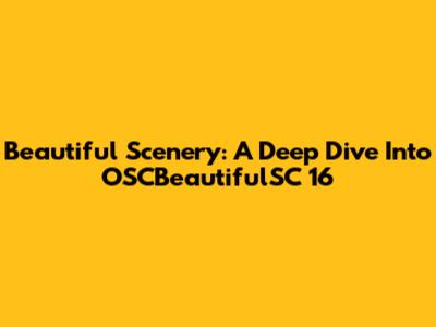 Beautiful Scenery: A Deep Dive Into OSCBeautifulSC 16