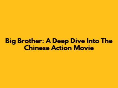 Big Brother: A Deep Dive Into The Chinese Action Movie