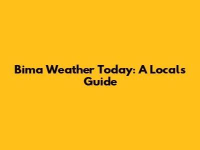 Bima Weather Today: A Local's Guide