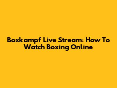 Boxkampf Live Stream: How To Watch Boxing Online
