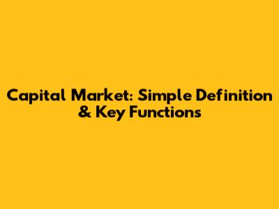 Capital Market: Simple Definition & Key Functions
