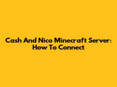 Cash And Nico Minecraft Server: How To Connect