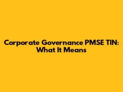 Corporate Governance PMSE TIN: What It Means