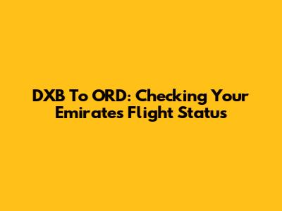 DXB To ORD: Checking Your Emirates Flight Status