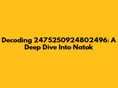 Decoding '2475250924802496': A Deep Dive Into Natok