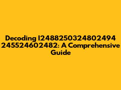 Decoding I2488250324802494 245524602482: A Comprehensive Guide