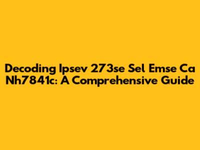 Decoding Ipsev 273se Sel Emse Ca Nh7841c: A Comprehensive Guide