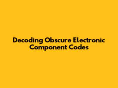 Decoding Obscure Electronic Component Codes