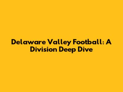 Delaware Valley Football: A Division Deep Dive
