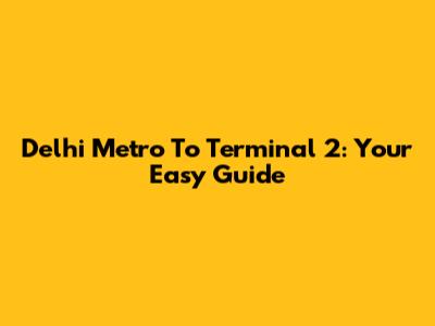 Delhi Metro To Terminal 2: Your Easy Guide