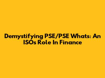 Demystifying PSE/PSE What's: An ISO's Role In Finance