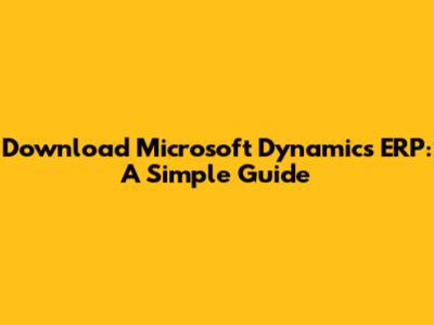 Download Microsoft Dynamics ERP: A Simple Guide
