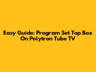 Easy Guide: Program Set Top Box On Polytron Tube TV