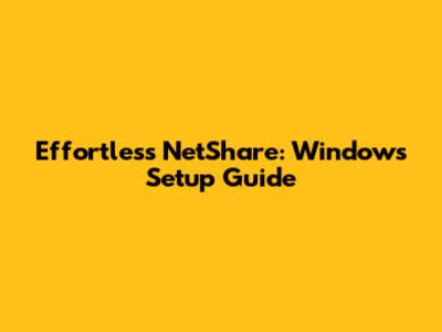 Effortless NetShare: Windows Setup Guide
