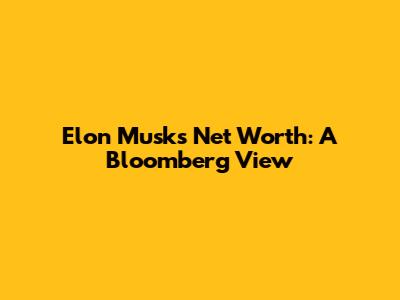 Elon Musk's Net Worth: A Bloomberg View