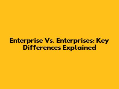 Enterprise Vs. Enterprises: Key Differences Explained