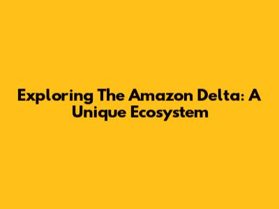 Exploring The Amazon Delta: A Unique Ecosystem