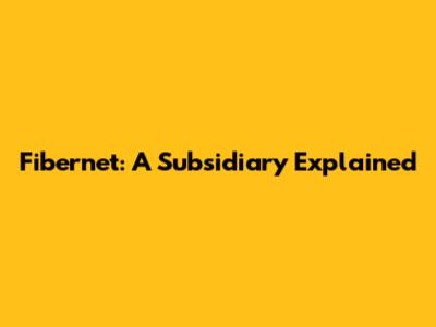 Fibernet: A Subsidiary Explained