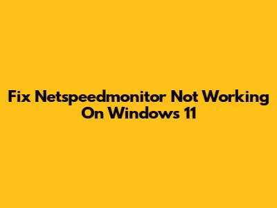 Fix Netspeedmonitor Not Working On Windows 11