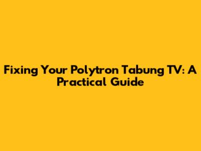 Fixing Your Polytron Tabung TV: A Practical Guide