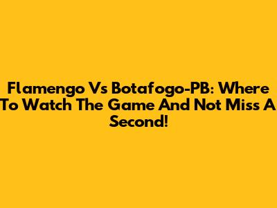Flamengo Vs Botafogo-PB: Where To Watch The Game And Not Miss A Second!