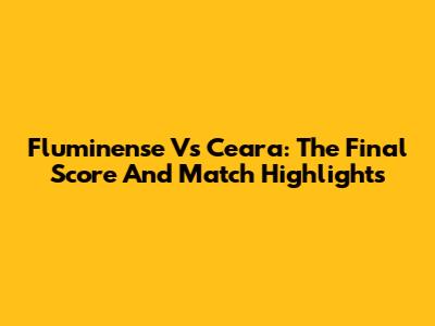 Fluminense Vs Ceara: The Final Score And Match Highlights