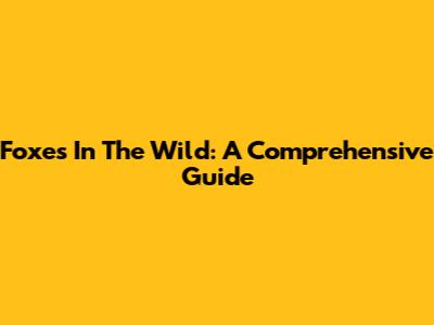 Foxes In The Wild: A Comprehensive Guide