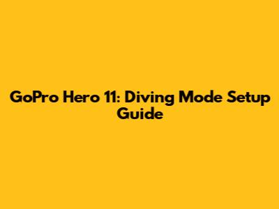 GoPro Hero 11: Diving Mode Setup Guide