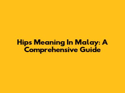Hips Meaning In Malay: A Comprehensive Guide