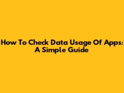 How To Check Data Usage Of Apps: A Simple Guide