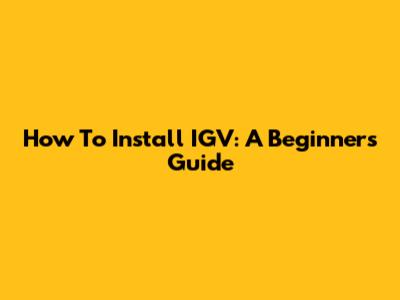 How To Install IGV: A Beginner's Guide