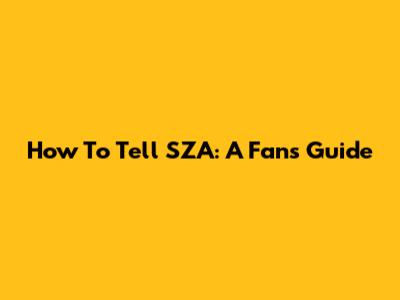 How To Tell SZA: A Fan's Guide