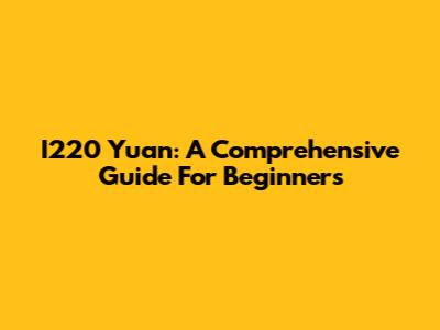I220 Yuan: A Comprehensive Guide For Beginners