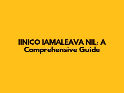 IINICO IAMALEAVA NIL: A Comprehensive Guide