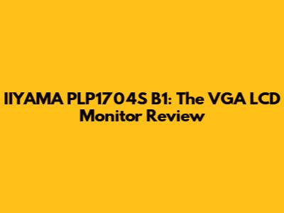 IIYAMA PLP1704S B1: The VGA LCD Monitor Review