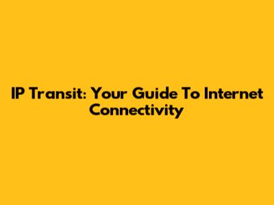 IP Transit: Your Guide To Internet Connectivity