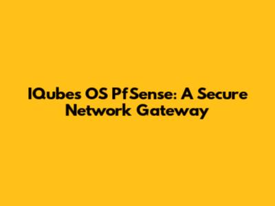 IQubes OS PfSense: A Secure Network Gateway