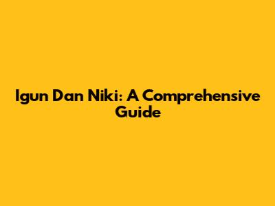 Igun Dan Niki: A Comprehensive Guide