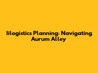 Iilogistics Planning: Navigating Aurum Alley
