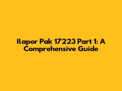 Ilapor Pak 17223 Part 1: A Comprehensive Guide