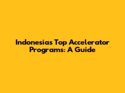 Indonesia's Top Accelerator Programs: A Guide