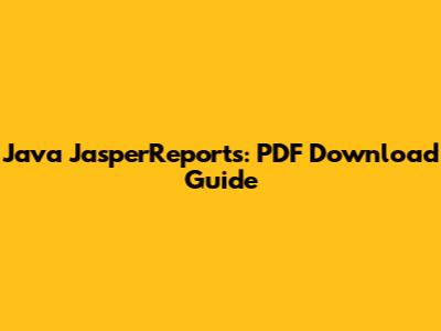 Java JasperReports: PDF Download Guide