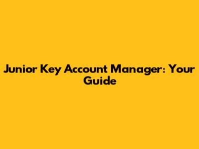 Junior Key Account Manager: Your Guide