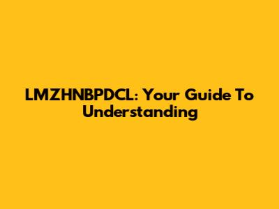 LMZHNBPDCL: Your Guide To Understanding
